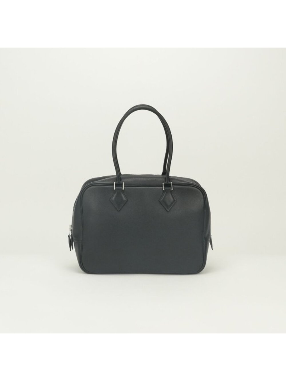 Hermes Plume Elan Tote Bague Rain Noir Black Silver Handbag Ever Gray